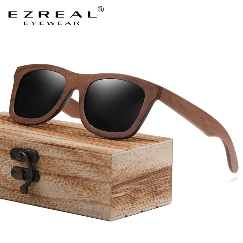 

EZREAL Brand Design Polarized Sunglass Walnut Wood Sunglasses For Men Women Lenses Driving gafas de sol mujer 856C