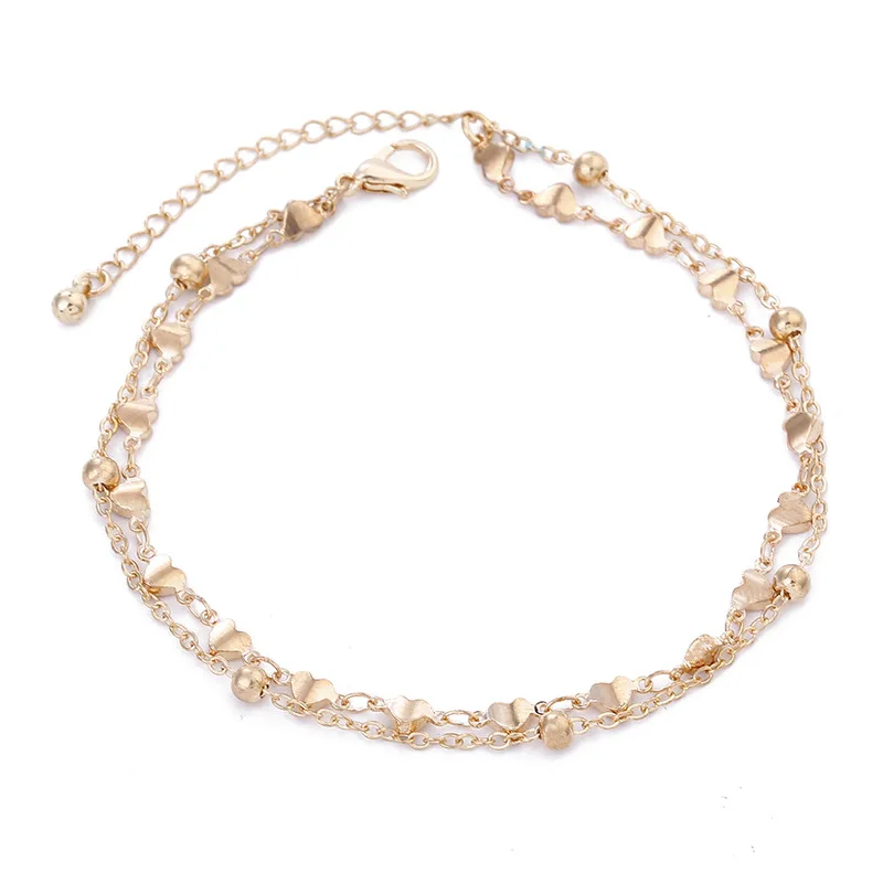 Fashion Double Layer Beach Foot Chain Peach Heart Anklets Handmade Bohemian Anklet Bracelet for Women Jewelry
Fashion Double Layer Beach Foot Chain Peach Heart Anklets Handmade Bohemian Anklet Bracelet for Women Jewelry