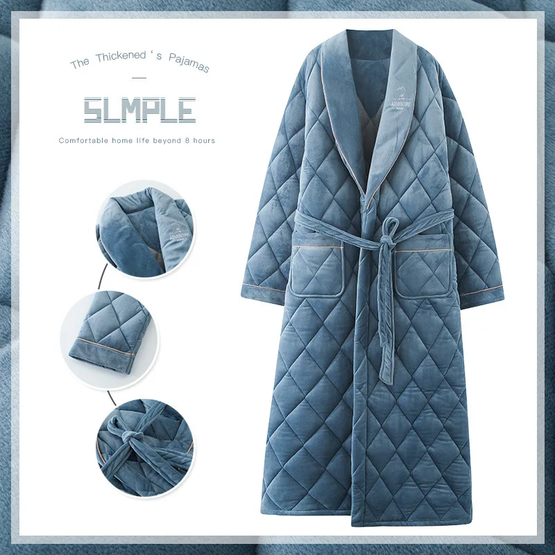 Three-Layer Thick Nightwear Men Kimono Bathrobe Winter Flannel Long Robe Warm Sleepwear Plus Size 3XL Nightgown Male Home Wear
Three-Layer Thick Nightwear Men Kimono Bathrobe Winter Flannel Long Robe Warm Sleepwear Plus Size 3XL Nightgown Male Home Wear