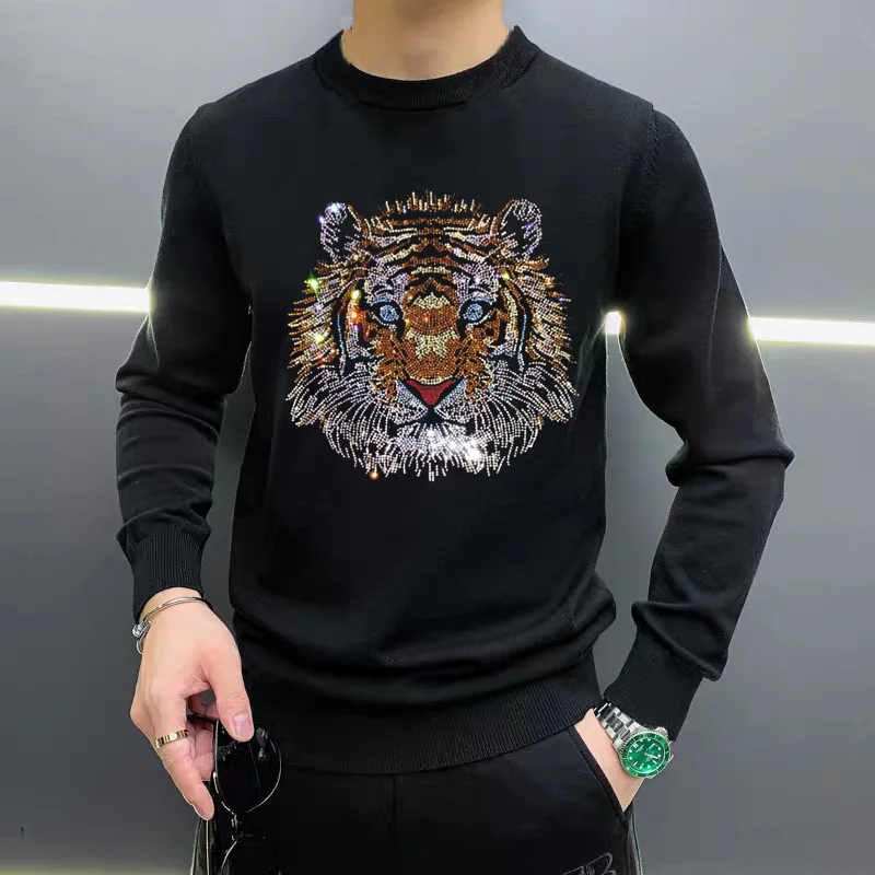 Hot Selling High Quality Autumn Winter Warmth With Rhinestone Tiger Men's Sweater Fashion Sweatshirt Casual Slim Pullover
Hot Selling High Quality Autumn Winter Warmth With Rhinestone Tiger Men's Sweater Fashion Sweatshirt Casual Slim Pullover