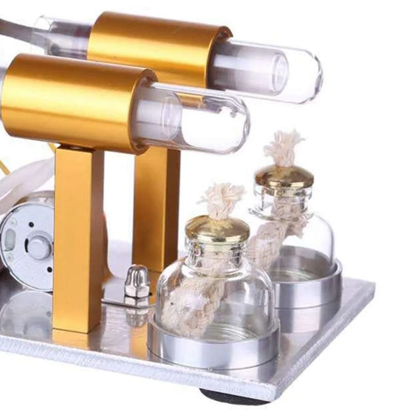 Double Cylinder Hot Air Stirling Engine Motor Model Educational Scientific Power Generation Experimental | Игрушки и хобби