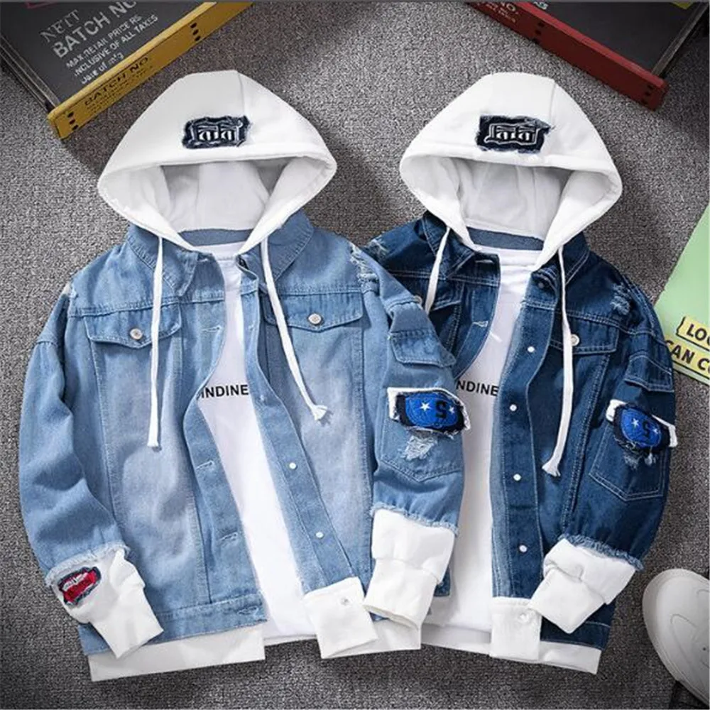 Spring Autumn Men Denim Jacket Streetwear Hip Hop Hooded Jean Male Casual Loose Outerwear Fashion Slim Fit Coat 
Spring Autumn Men Denim Jacket Streetwear Hip Hop Hooded Jean Male Casual Loose Outerwear Fashion Slim Fit Coat
