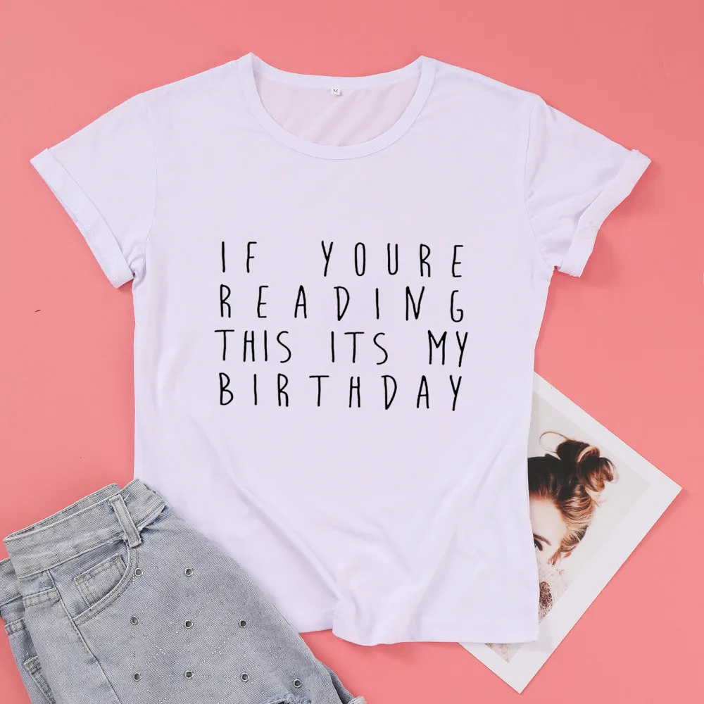 Если вы чтения этого ее My Birthday» Harajuku футболки для женщин Модный Забавный Графический хлопковая рубашка с круглым вырезом и короткими рукава...
Если вы чтения этого ее My Birthday» Harajuku футболки для женщин Модный Забавный Графический хлопковая рубашка с круглым вырезом и короткими рукава...