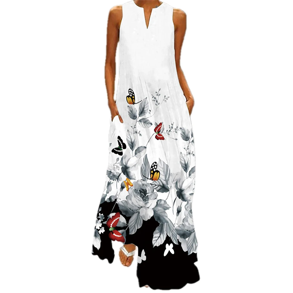 Dress woman 2021 summer women's dress fashion loose sexy casual print emerald-flower V-neck sleeveless dress with pocket S-5XL
Dress woman 2021 summer women's dress fashion loose sexy casual print emerald-flower V-neck sleeveless dress with pocket S-5XL