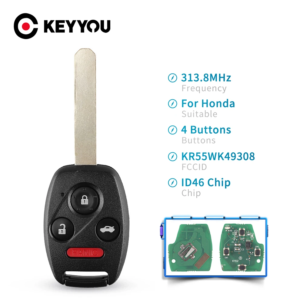 KEYYOU 10 шт. Φ 313,8 МГц ID46 PCF7936 чип KR55WK49308 для Honda Accord 2003 2004 2005 2006 2007 3 + 1 кнопки
KEYYOU 10 шт. Φ 313,8 МГц ID46 PCF7936 чип KR55WK49308 для Honda Accord 2003 2004 2005 2006 2007 3 + 1 кнопки