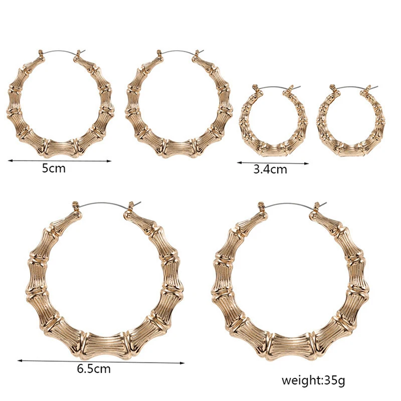 

Statement Sliver/Gold Color Big Bamboo Circle Hoop Earrings For Women Hip Hop Large Celebrity Basketball Wives Earrings Hoops