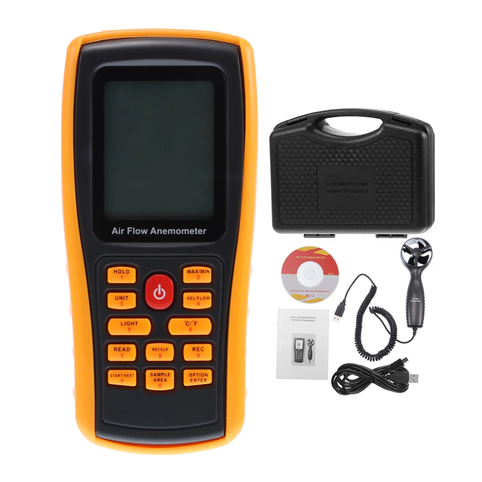 GM8902+/GM8902 Digital Air Flow Anemometer Air Velocity 0-45 C Air Quantity 0-999900 m3/min with USB Interface Analysis Software
GM8902+/GM8902 Digital Air Flow Anemometer Air Velocity 0-45 C Air Quantity 0-999900 m3/min with USB Interface Analysis Software