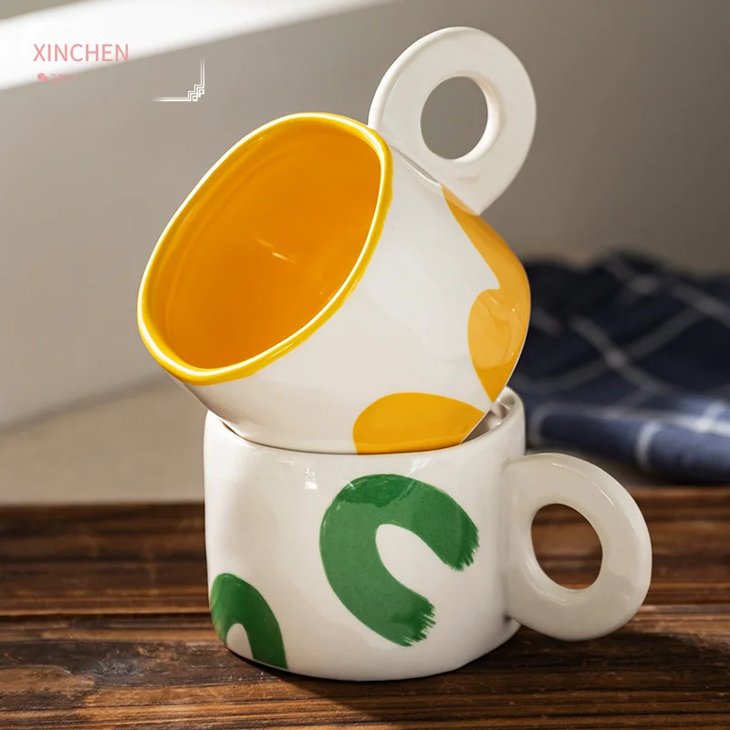 300ml Ceramic Coffee Mug Nordic Handgrip Office Home Water Cup Ring Handle Microwave Breakfast Oatmeal Milk Mugs
300ml Ceramic Coffee Mug Nordic Handgrip Office Home Water Cup Ring Handle Microwave Breakfast Oatmeal Milk Mugs