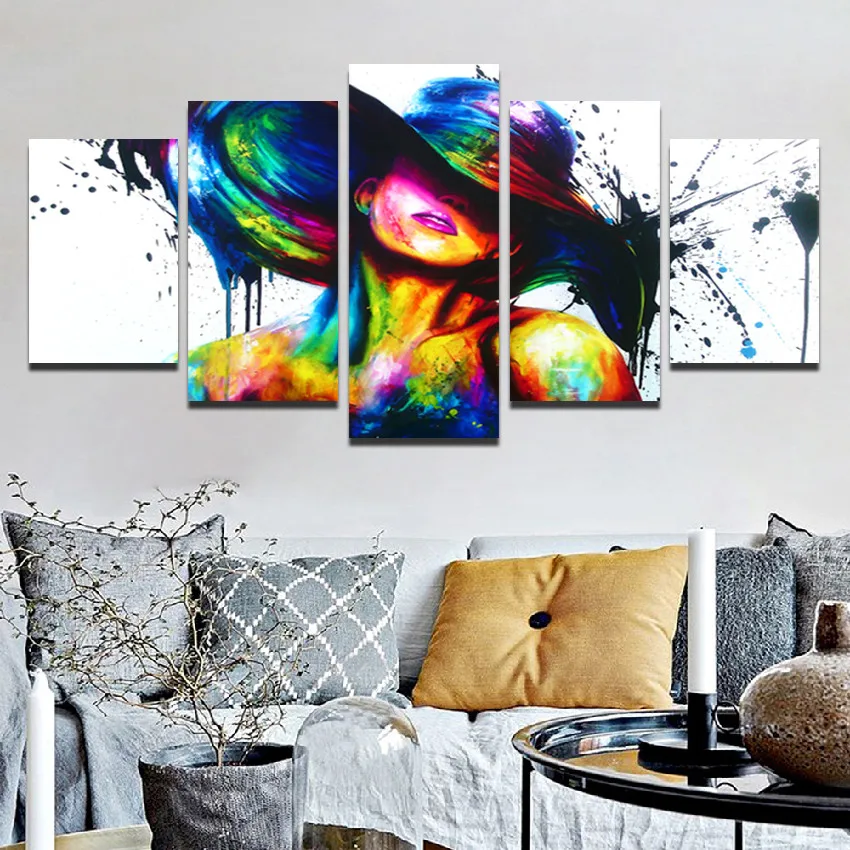 5Pcs Fashion Woman Wall Painting Paint with Hat Graffiti Multicolor Abstract Modern Home Decoration Frameless Canvas Poster
5Pcs Fashion Woman Wall Painting Paint with Hat Graffiti Multicolor Abstract Modern Home Decoration Frameless Canvas Poster