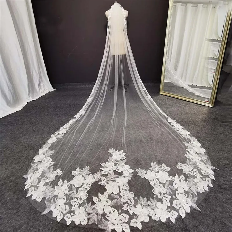 Bridal Veil Long Wedding Veil 3D Flowers Floral Lace White Luxurious Veil for Bride With Comb velos de novia Cathedral
Bridal Veil Long Wedding Veil 3D Flowers Floral Lace White Luxurious Veil for Bride With Comb velos de novia Cathedral