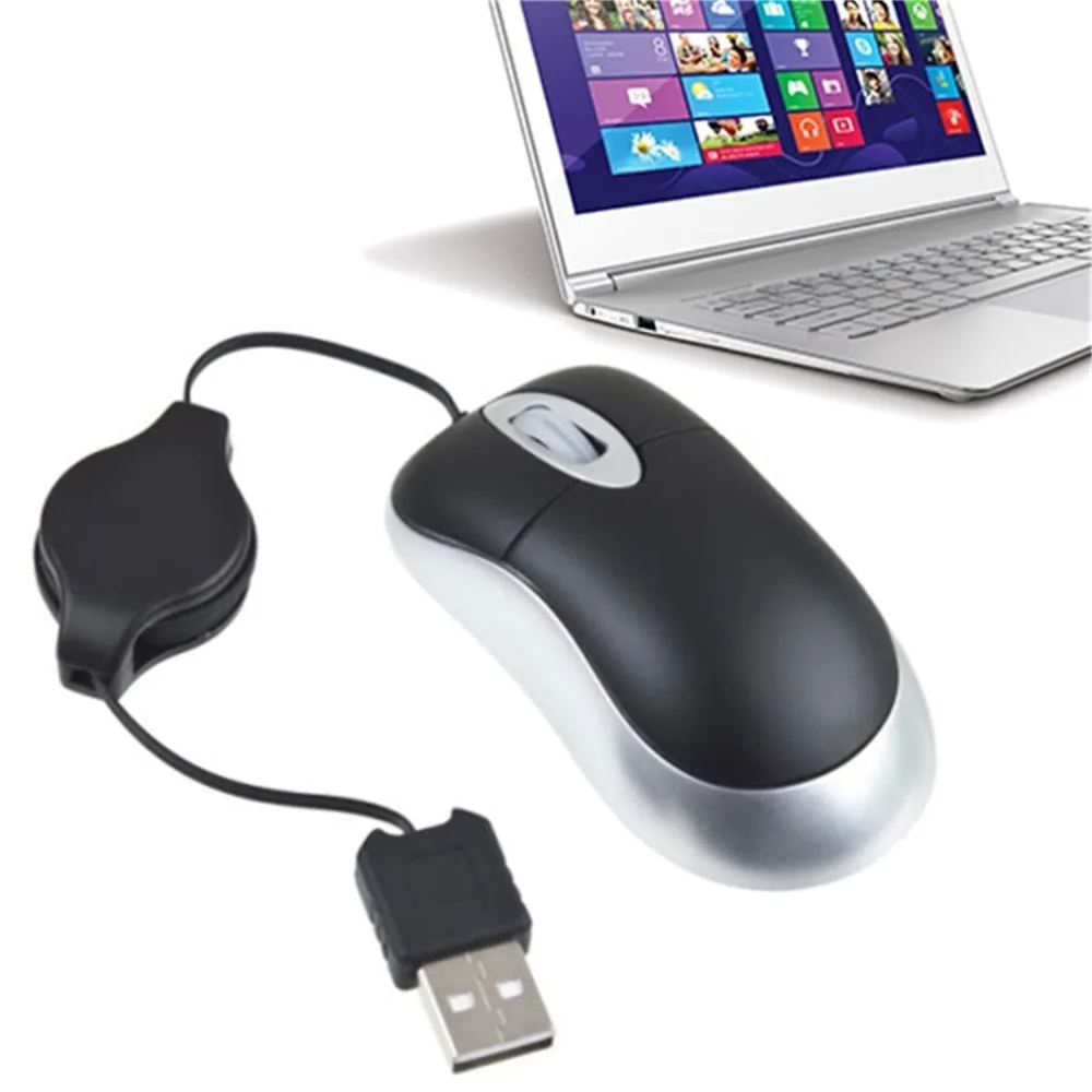 

Portable Computer Notebook USB 2.0/1.1 Mouse Retractable Slim USB Optical Scroll Mouse for Laptop PC Optical Sensor 800dpi