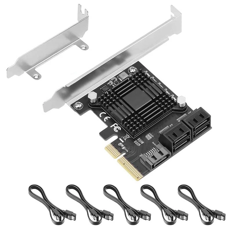 Плата расширения для контроллера PCIE-5 портов SATA III 6 Гбит/с SATA, карта-адаптер для компьютерного чехла JMB585 с 5 кабелями
Плата расширения для контроллера PCIE-5 портов SATA III 6 Гбит/с SATA, карта-адаптер для компьютерного чехла JMB585 с 5 кабелями
