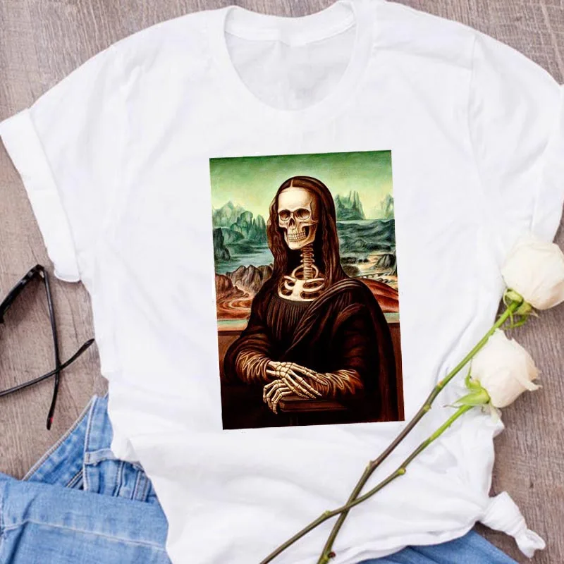 

Women Graphic Skull Watercolor Scary Ladies Print Halloween Clothing Clothes Lady Tees Tops Female T Shirt Womens T-Shirt