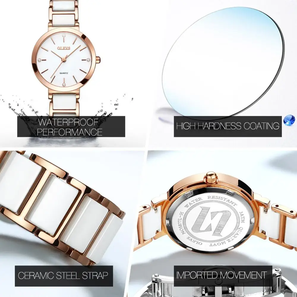 OLEVS New Fashion Ceramics Watchstrap Quartz Women Watch Waterproof Luxury Brand Watch For Women Date Clock Gift
OLEVS New Fashion Ceramics Watchstrap Quartz Women Watch Waterproof Luxury Brand Watch For Women Date Clock Gift