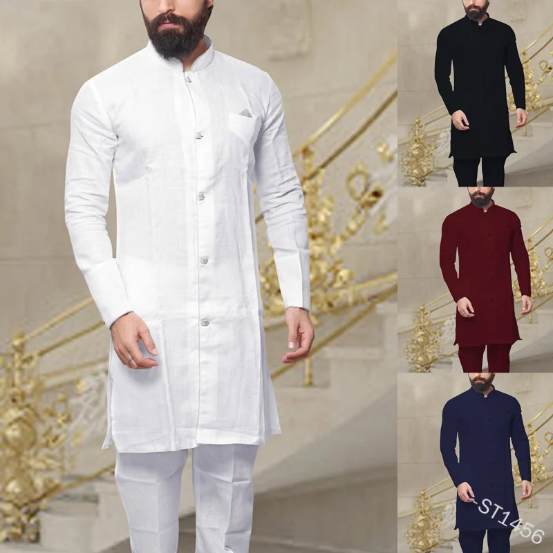 2022 summer new long shirt solid long small stand collar medieval shirt fear of god blusas masculina
2022 summer new long shirt solid long small stand collar medieval shirt fear of god blusas masculina