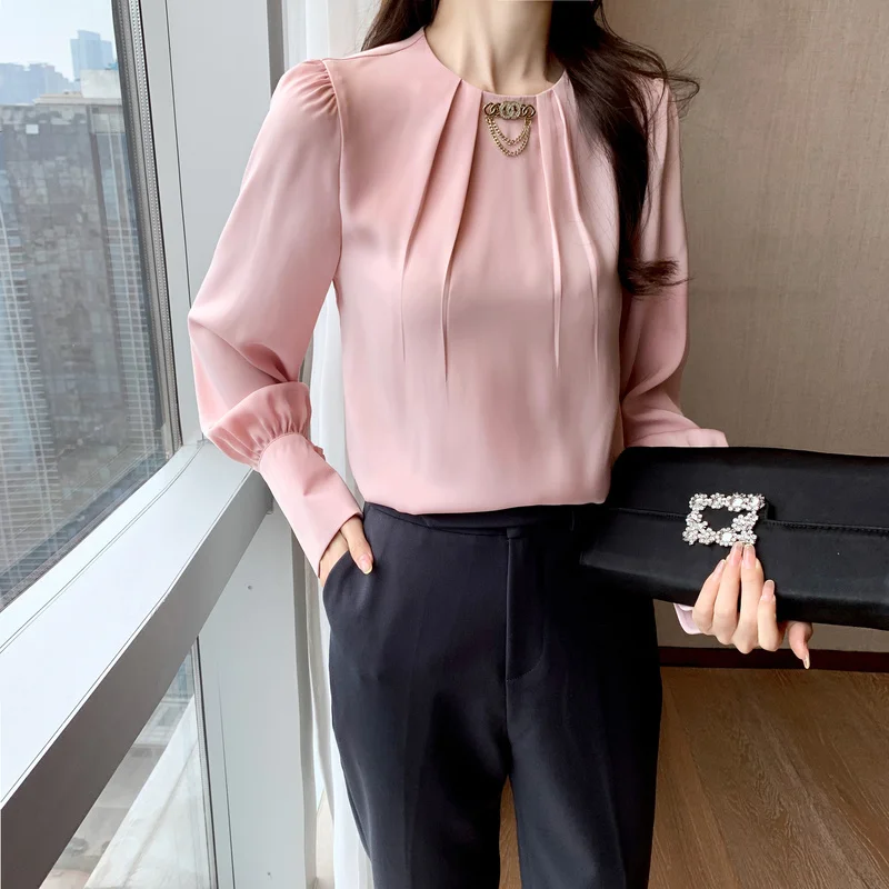 Autumn New Women's Blouses O Collar Shirt Long Sleeve Tops Stitching Blouse Solid Color Chiffon Casual Fashion Lady Loose
Autumn New Women's Blouses O Collar Shirt Long Sleeve Tops Stitching Blouse Solid Color Chiffon Casual Fashion Lady Loose