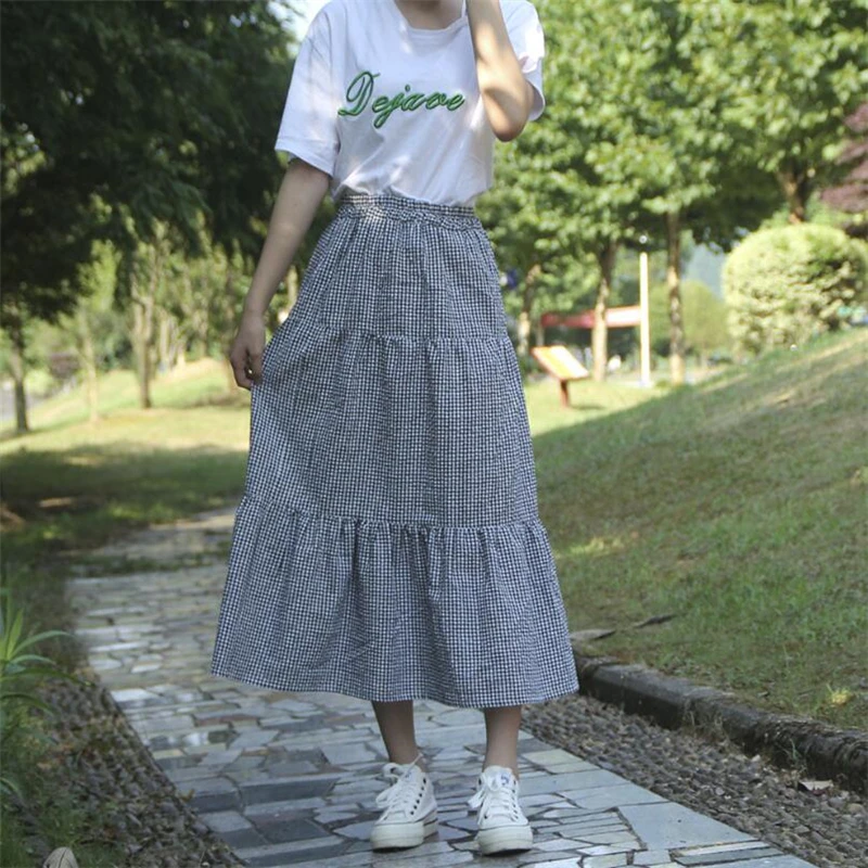 Skirt Women A Line Soft Casual Elegant Skirts Japanese style Spring Summer Fresh sweet plaid print Fashion Girl Kawaii skirt 
Skirt Women A Line Soft Casual Elegant Skirts Japanese style Spring Summer Fresh sweet plaid print Fashion Girl Kawaii skirt