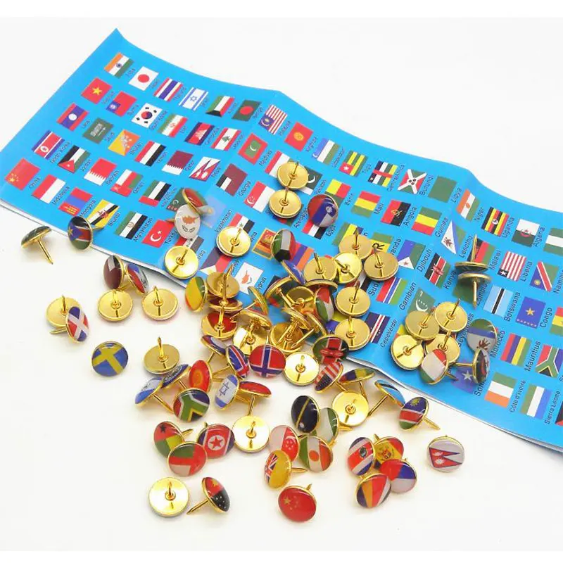 100pc/box Thumbtack Pins Map Tacks National Flag Glue Thumbtack Push Pins Notice Board Markers 
100pc/box Thumbtack Pins Map Tacks National Flag Glue Thumbtack Push Pins Notice Board Markers