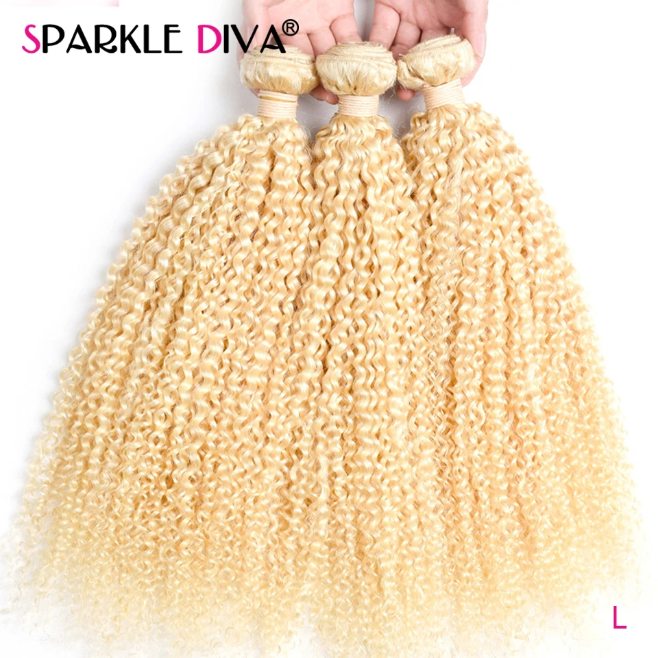 

Kinky Curly Hair Weaves 613 Blonde Human Hair Bundles 1/3/4 Brazilian Remy Hair Extension 30 32 Inch Honey Blonde Bundles Deal