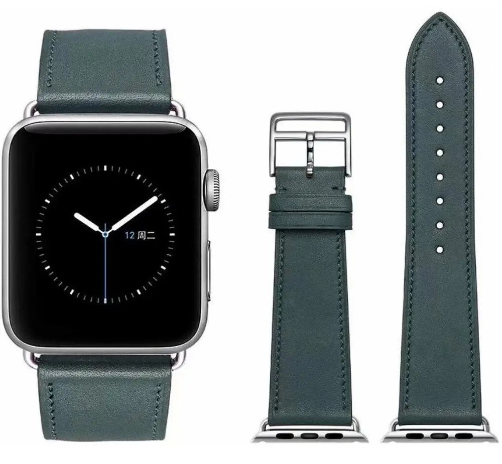 Надежный зеленый ремешок из натуральной кожи для iwatch 42 мм 40 серии 5 4 3 2 1 Apple Watch Band 38
