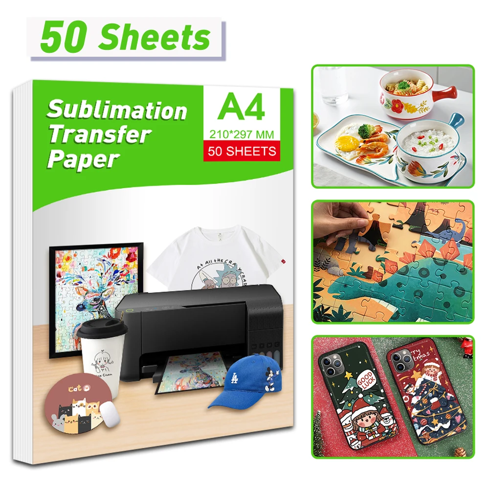 

UniPlus 50 Sheets A4 Sublimation Heat Transfer Paper for Inkjet Printer DIY Clothes Bag Mug Cup Ceramics Thermal Transfer Paper