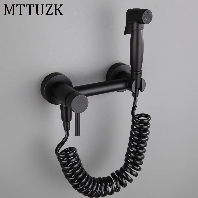 MTTUZK матовый черный однотонный латунный распылитель для унитаза набор биде и душа