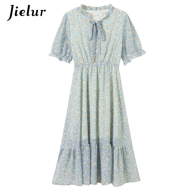 Jielur Floral Chiffon Short-sleeved Summer Dress 2021 Blue White Mid-length Puff Sleeve Dresses for Womens A-line Dress Female
Jielur Floral Chiffon Short-sleeved Summer Dress 2021 Blue White Mid-length Puff Sleeve Dresses for Womens A-line Dress Female