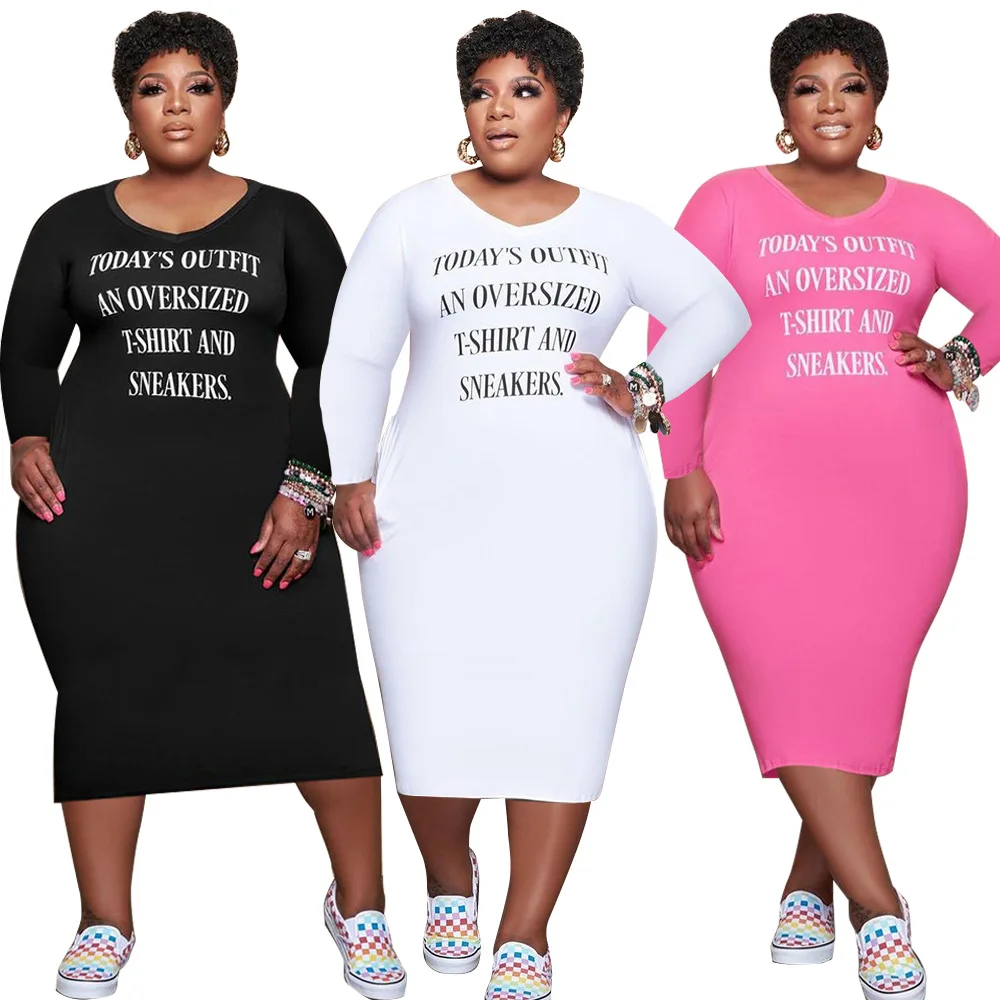 Letter Printed Long Sleeve Long Dress for Woman O-neck Bodycon Slim Plus Size Dress Casual One Piece Set Autumn Clothing
Letter Printed Long Sleeve Long Dress for Woman O-neck Bodycon Slim Plus Size Dress Casual One Piece Set Autumn Clothing