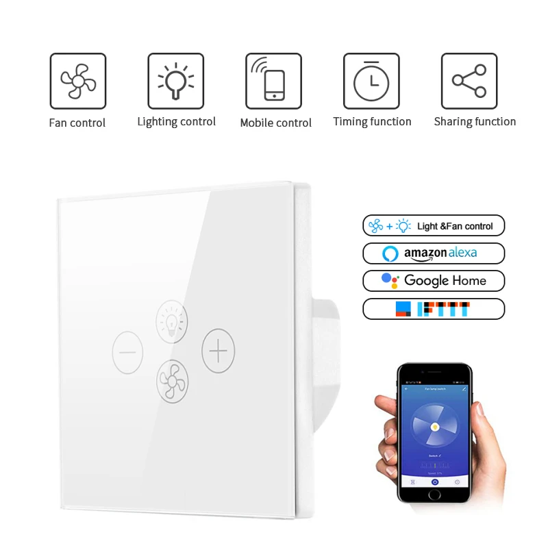 Smart Wifi Fan Light Switch Smart Ceiling Fan Lamp Switch Tuya APP Remotely Control Voice Controlled For Alexa Google Home
Smart Wifi Fan Light Switch Smart Ceiling Fan Lamp Switch Tuya APP Remotely Control Voice Controlled For Alexa Google Home