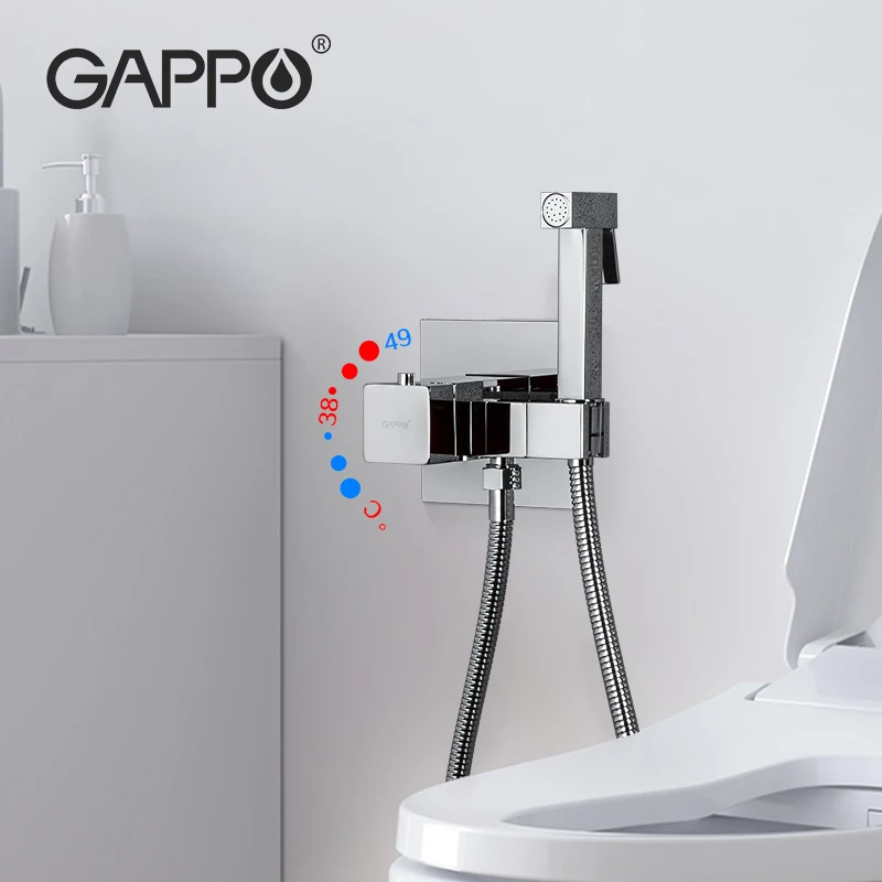 Термостатический смеситель для биде Gappo латунный квадратный ручной душ