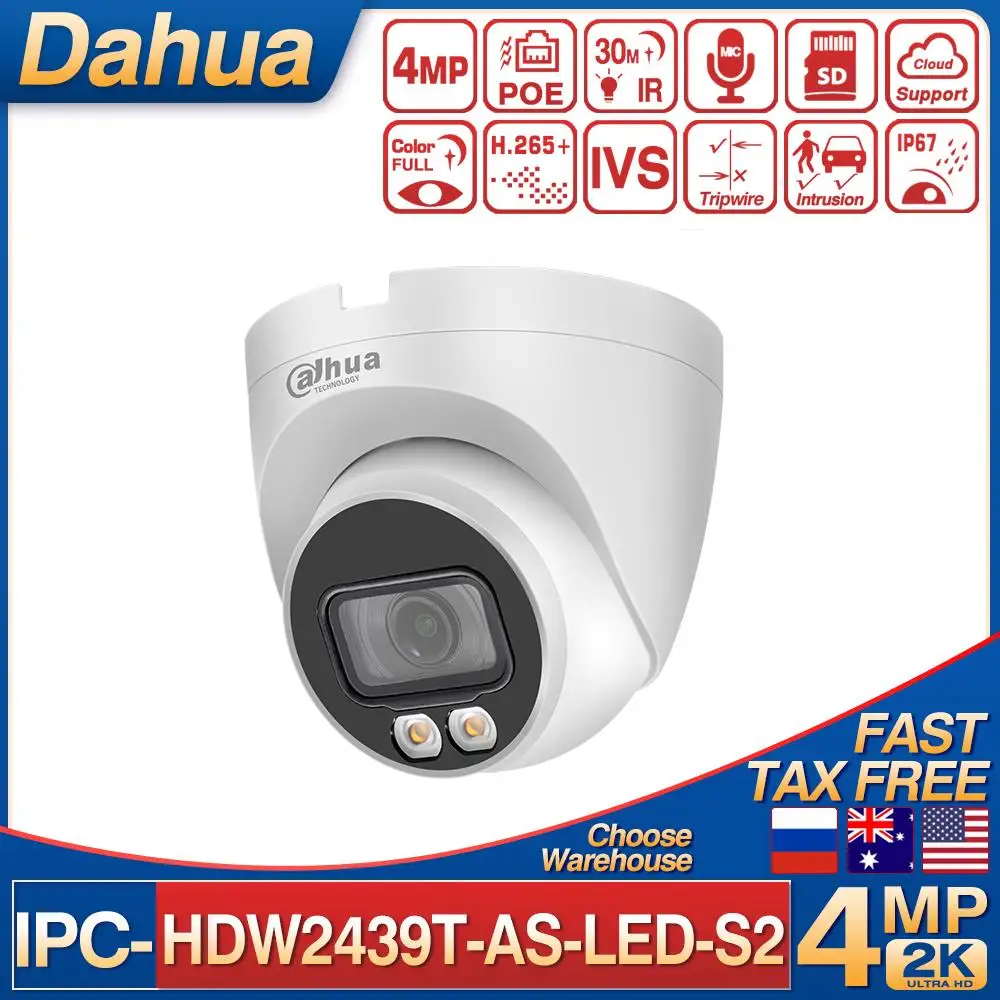 Dahua IPC-HDW2439T-AS-LED-S2 4MP Lite Full-color Fixed-focal Eyeball Network Camera Built-in MIC H.265 SD Card Slot IVS CCTV IPC
Dahua IPC-HDW2439T-AS-LED-S2 4MP Lite Full-color Fixed-focal Eyeball Network Camera Built-in MIC H.265 SD Card Slot IVS CCTV IPC