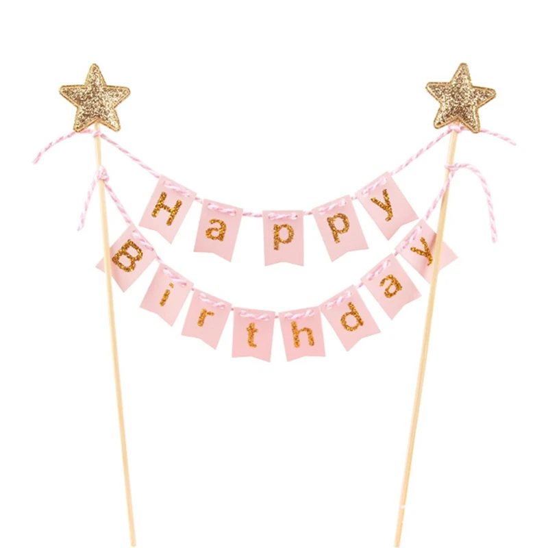 Happy Birthday Banner Cake Flag Insert Five-pointed Star Cake Decoration Cake Topper Cup Plugin Baby Shower Boy Girl Party Tool
Happy Birthday Banner Cake Flag Insert Five-pointed Star Cake Decoration Cake Topper Cup Plugin Baby Shower Boy Girl Party Tool