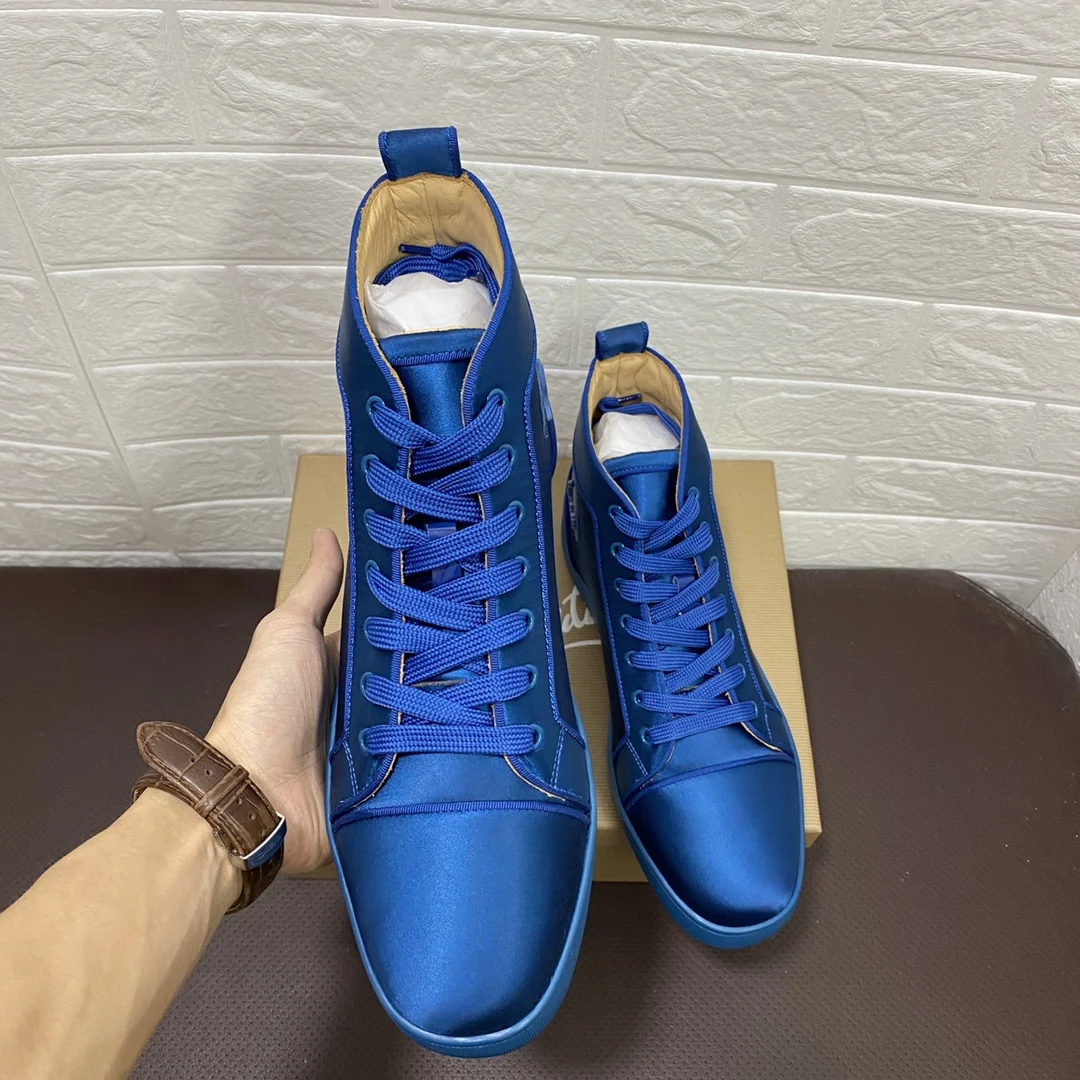 Mens Red bottoms shoes Original Cow Leather High Top Casual Fashion Blue pairs luxury Designer sneakers
Mens Red bottoms shoes Original Cow Leather High Top Casual Fashion Blue pairs luxury Designer sneakers