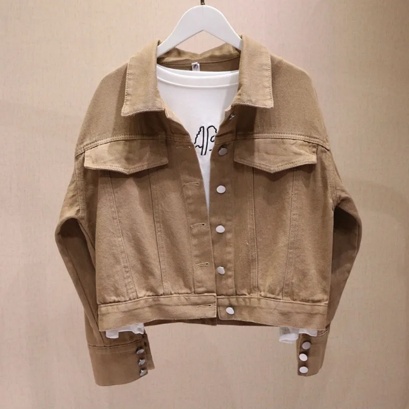 Fashion Fake pocket Button Decoration Harajuku Short Denim Coat Women 2021 Spring New Loose Casual Wine red Jean Jacket Female
Fashion Fake pocket Button Decoration Harajuku Short Denim Coat Women 2021 Spring New Loose Casual Wine red Jean Jacket Female