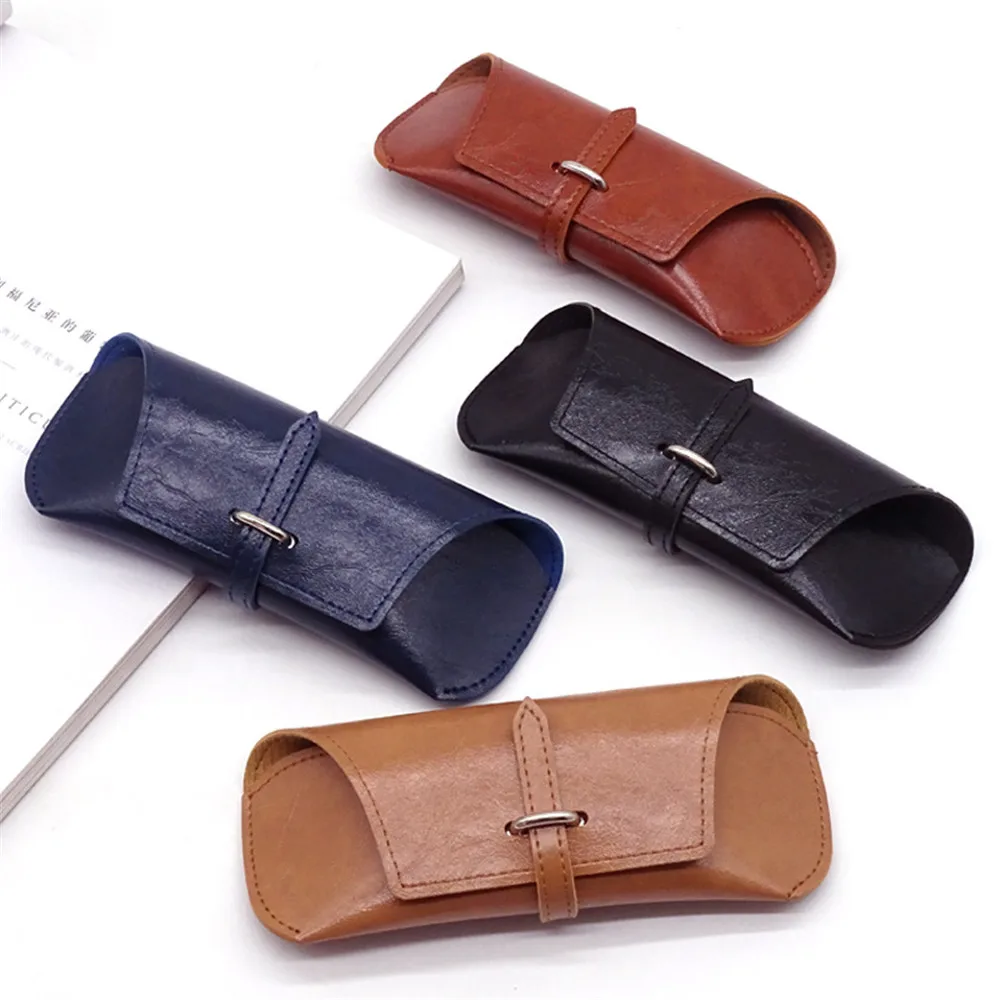 

Women Glasses Case PU Leather Fold-able Sunglasses Glasses Holder Box Men Eyeglasses Solid Storage Box Cover Protective Case