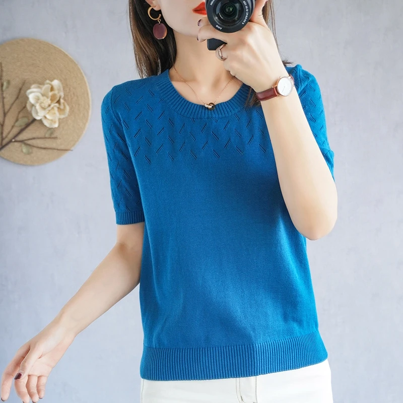Новинка лета 2021, футболка из чистого хлопка, Женский Повседневный свитер с круглым вырезом, облегающий пуловер в Корейском стиле, однотонны...
Новинка лета 2021, футболка из чистого хлопка, Женский Повседневный свитер с круглым вырезом, облегающий пуловер в Корейском стиле, однотонны...