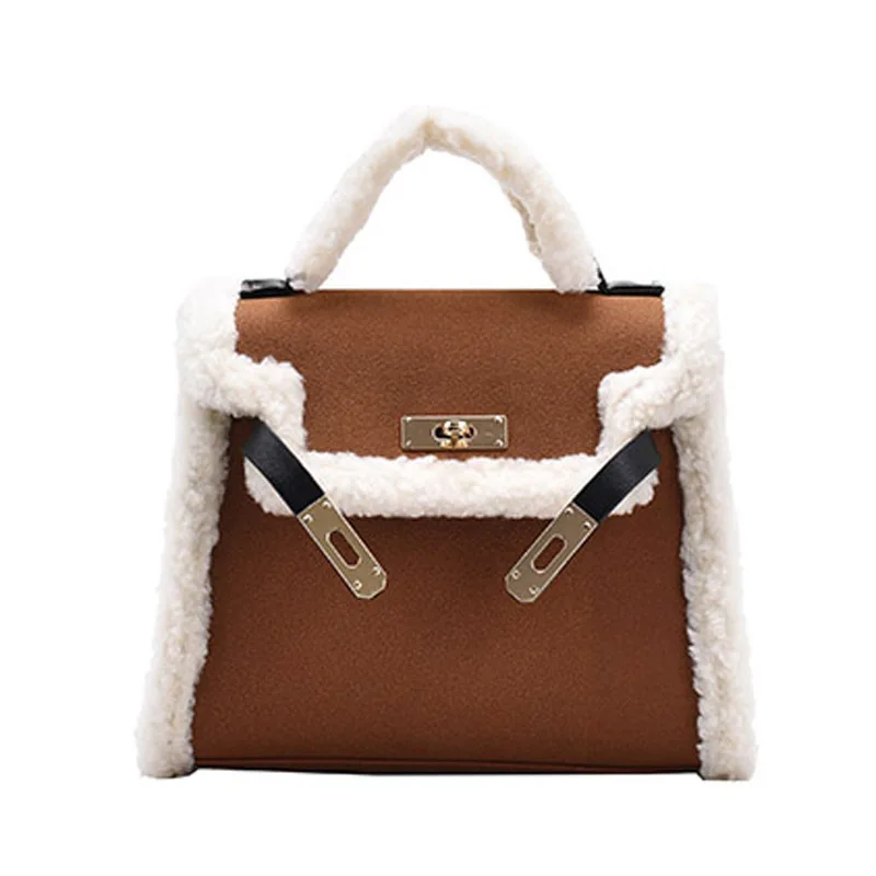 Mao Mao winter new fashion contrast color lamb wool Kelly bag large capacity shoulder messenger bag
Mao Mao winter new fashion contrast color lamb wool Kelly bag large capacity shoulder messenger bag