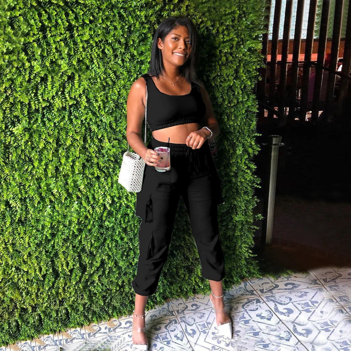 Casual Women Tracksuit Two Piece Set Solid Color Crop Tank Top + Cargo Pants Drawstring Summer Clothes For Women Outfit
Casual Women Tracksuit Two Piece Set Solid Color Crop Tank Top + Cargo Pants Drawstring Summer Clothes For Women Outfit