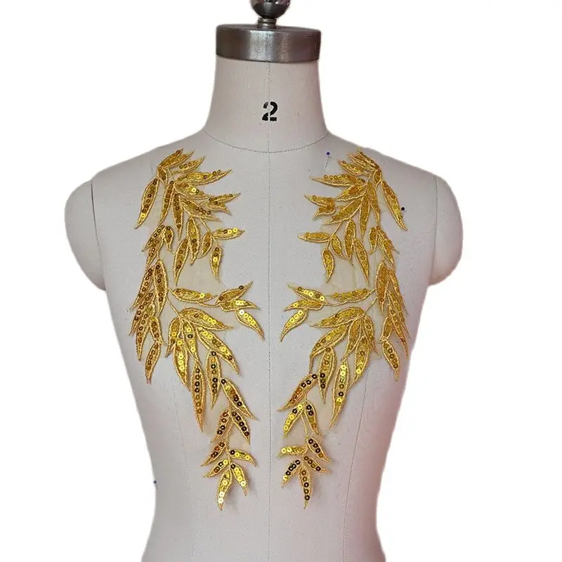 2pcs Sequins Lace Fabrics 2021 Gold Leaf Lace Trim Collar Patches Embroidery Applique Flower Patch Lace Accessories parches F22
2pcs Sequins Lace Fabrics 2021 Gold Leaf Lace Trim Collar Patches Embroidery Applique Flower Patch Lace Accessories parches F22