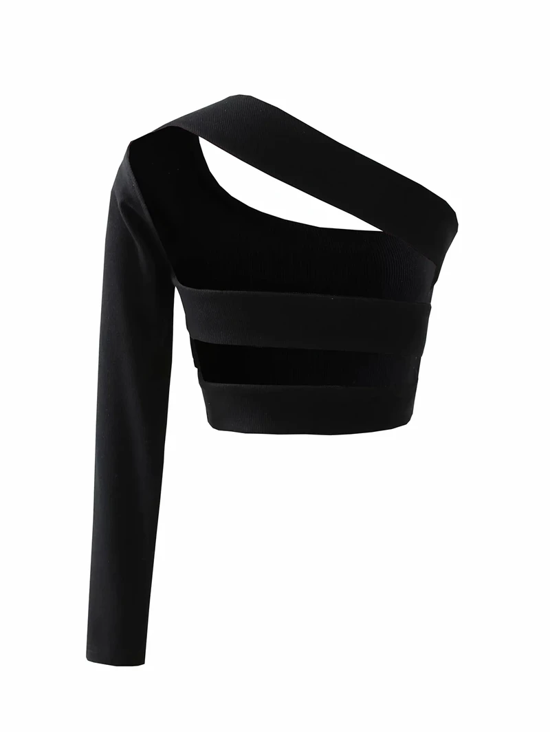 KRSB Summer Women's Black Asymmetrical One-Shoulder Elastic Fabric Top With Open Back And Chic Design Short Sports Style
KRSB Summer Women's Black Asymmetrical One-Shoulder Elastic Fabric Top With Open Back And Chic Design Short Sports Style