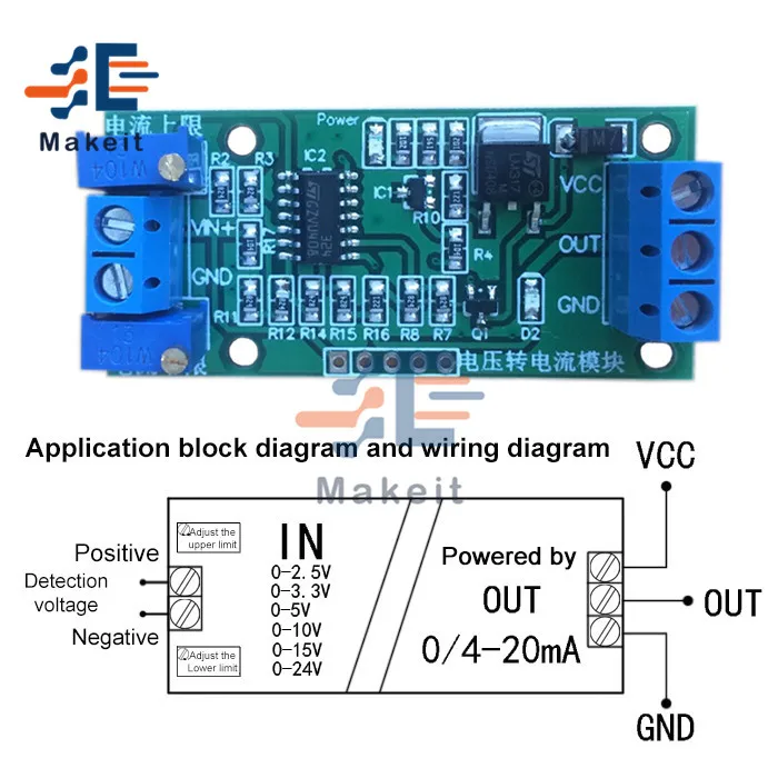 Модуль преобразователя тока напряжения 0 2 5 в 3 В 10 15 24 4 20 мА потенциометр