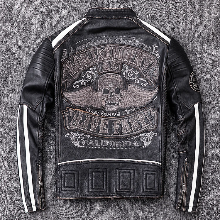 2020 New Mens Motor Biker Leather Fashion Skulls Cowhide Coat Plus Size Vintage Slim Jacket Black
2020 New Mens Motor Biker Leather Fashion Skulls Cowhide Coat Plus Size Vintage Slim Jacket Black