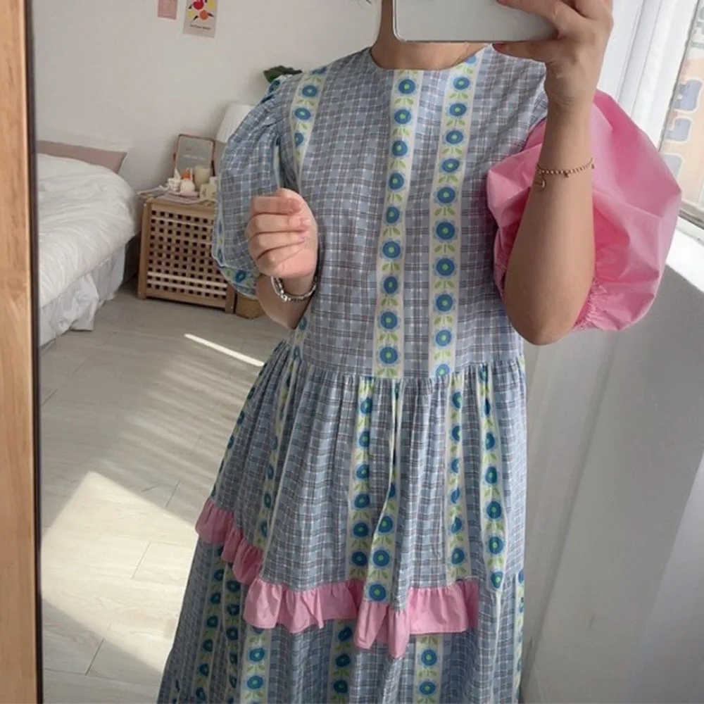 2021 Summer New Korean Fashion Contrast Printing Round Neck Puff Sleeve Women's Dress Loose Casual Fungus Simple
2021 Summer New Korean Fashion Contrast Printing Round Neck Puff Sleeve Women's Dress Loose Casual Fungus Simple