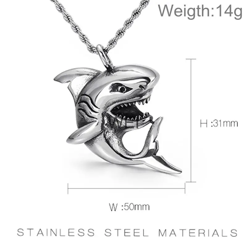 Металлическое ожерелье HaoYi из нержавеющей стали 316 с подвеской в виде акулы для