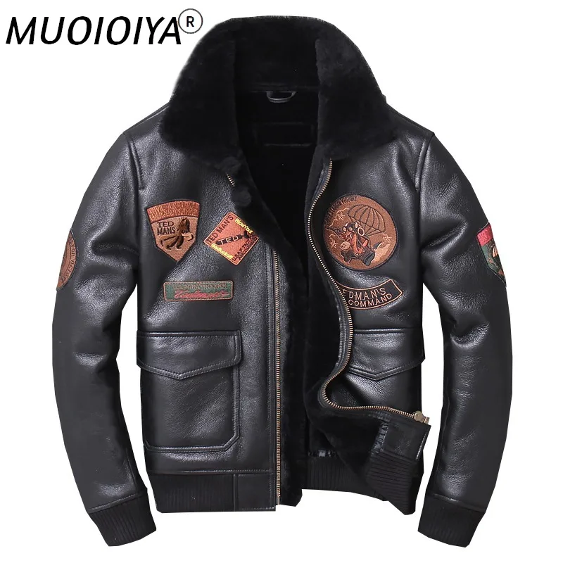 Factory 2021 Men Shearling Flight Jacket Top Gun Air Force Pilot Jackets Wool Liner Sheepskin Bomber Coat Russia Winter Coats
Factory 2021 Men Shearling Flight Jacket Top Gun Air Force Pilot Jackets Wool Liner Sheepskin Bomber Coat Russia Winter Coats