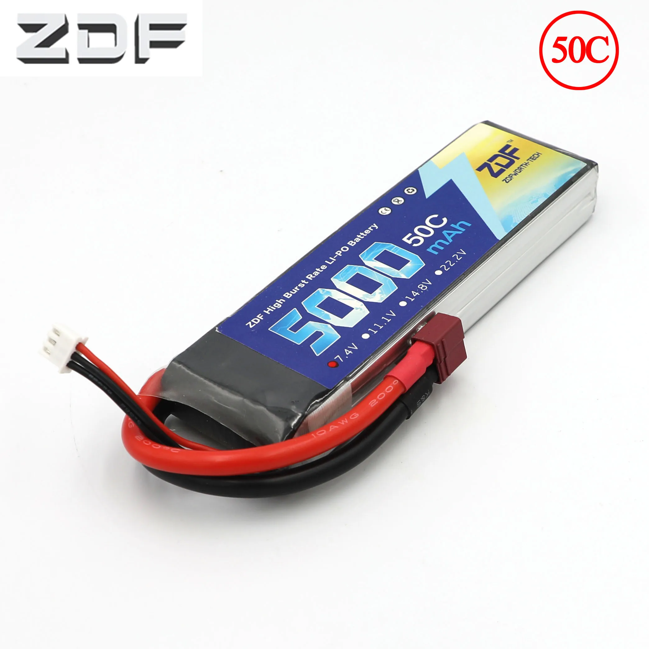ZDF RC Lipo аккумулятор 7 4 В 5000 мАч 50C 100C 2S для AKKU Car Boat Airplane Quadcopter Slash 4x4 Remo Hobby Jet|Детали и