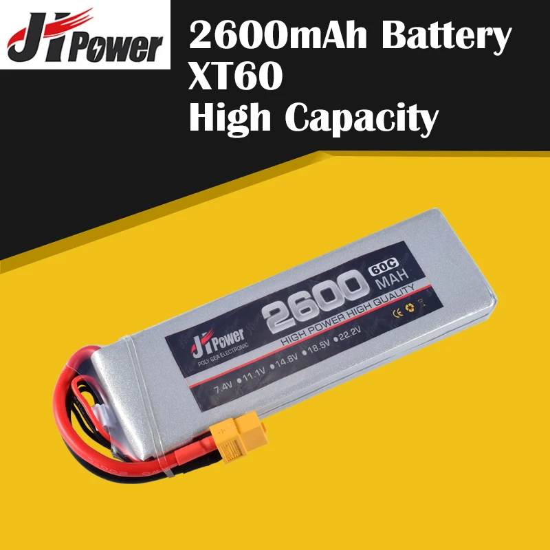 Hot JHPower 7.4V 2600mAh 2S 60C Original Rechargeable Lipo Battery with XT60 Plug for RC Model Drone
Hot JHPower 7.4V 2600mAh 2S 60C Original Rechargeable Lipo Battery with XT60 Plug for RC Model Drone