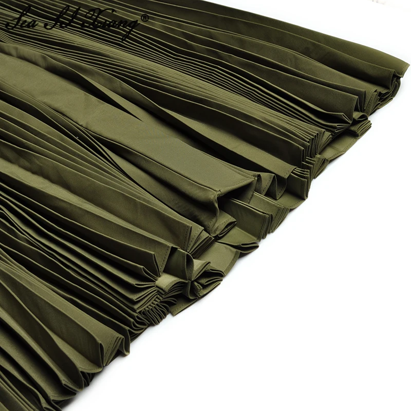 Seasixiang Fashion Designer Summer Dress Women Turn-down Collar Double Breasted Solid Pleated Long Party Dresses
Seasixiang Fashion Designer Summer Dress Women Turn-down Collar Double Breasted Solid Pleated Long Party Dresses