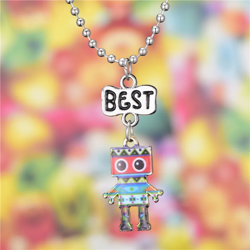 Ожерелье Best Friend кулон робот для женщин фигурки серебряного цвета игрушки косплей