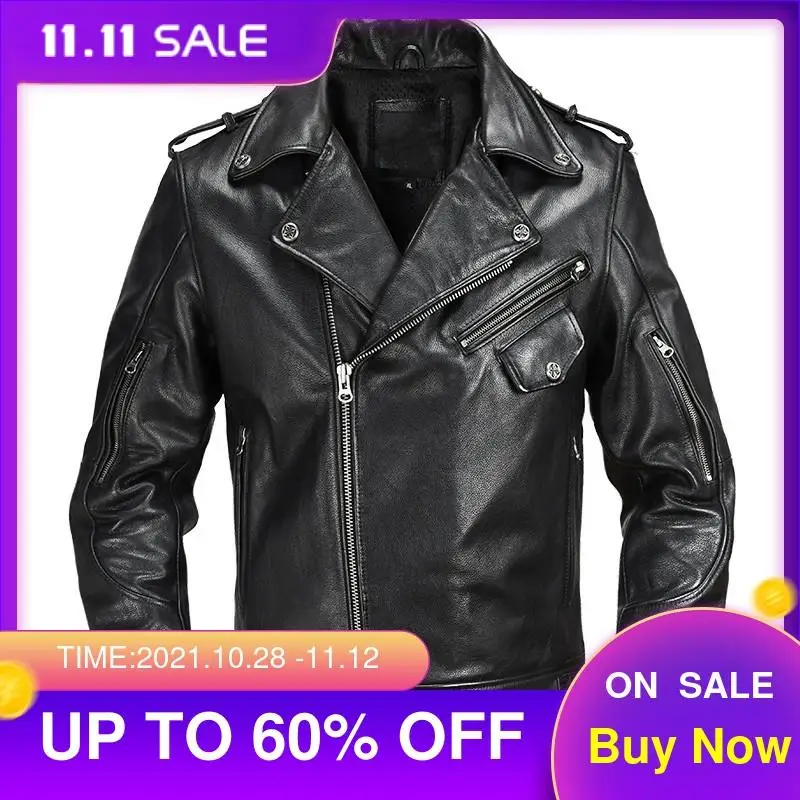 2021 Black Men Slim Fit Biker's Leather Jacket Large Size XXXXL Genuine Cowhide Spring American Style Motorcycle Coat
2021 Black Men Slim Fit Biker's Leather Jacket Large Size XXXXL Genuine Cowhide Spring American Style Motorcycle Coat